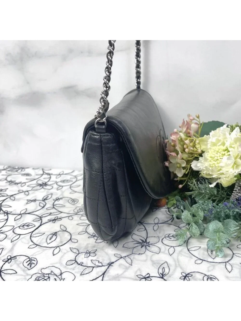 Chanel Half Moon Chain Shoulder Bag Black